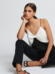 Black/Ecru Bow Cami Top - Image 1 of 6