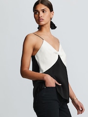 Black/Ecru Bow Cami Top - Image 2 of 6