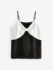 Black/Ecru Bow Cami Top - Image 5 of 6