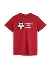Personalised Football Sleep Repeat T-Shirt by Stitch Style - Image 1 of 5