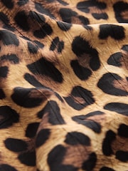 Brown Leopard Print and Black Gathered Short Sleeve Textured Boxy T-Shirts 2 Pack - Image 8 of 8