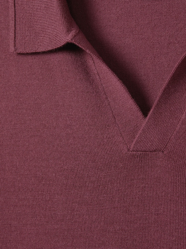 Reiss Berry Duchie Merino Wool Open Collar Polo Shirt - Image 6 of 6