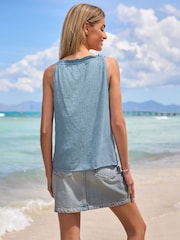 Chambray Blue Notch Neck Cami Top - Image 3 of 6