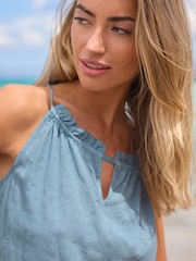 Chambray Blue Notch Neck Cami Top - Image 4 of 6