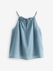 Chambray Blue Notch Neck Cami Top - Image 5 of 6