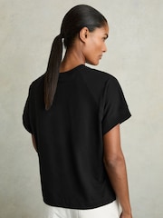 Reiss Black Lois Cotton Crew Neck T-Shirt - Image 5 of 7