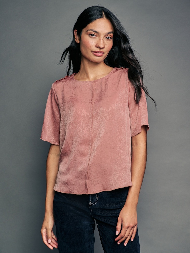 Rosérosa - Satin Crinkle Textured T-Shirt - Bild 1 von 7 Rosérosa - Satin Crinkle Textured T-Shirt - Bild 1 von 7