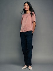 Rose Pink Satin Crinkle Textured T-Shirt - Image 2 of 7