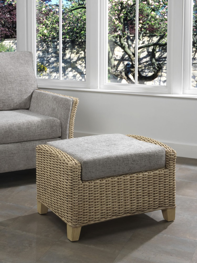 Desser Jubilee Grey Arlington Footstool Natural Rattan with Storage - Image 1 of 4