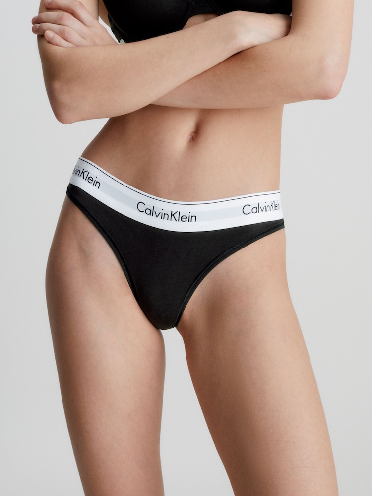 Calvin Klein Black Classic Slogan Thong - Image 2 of 5