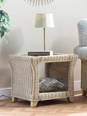 Desser Natural Clifton Natural Rattan Conservatory Glass Top Side Table - Image 1 of 2