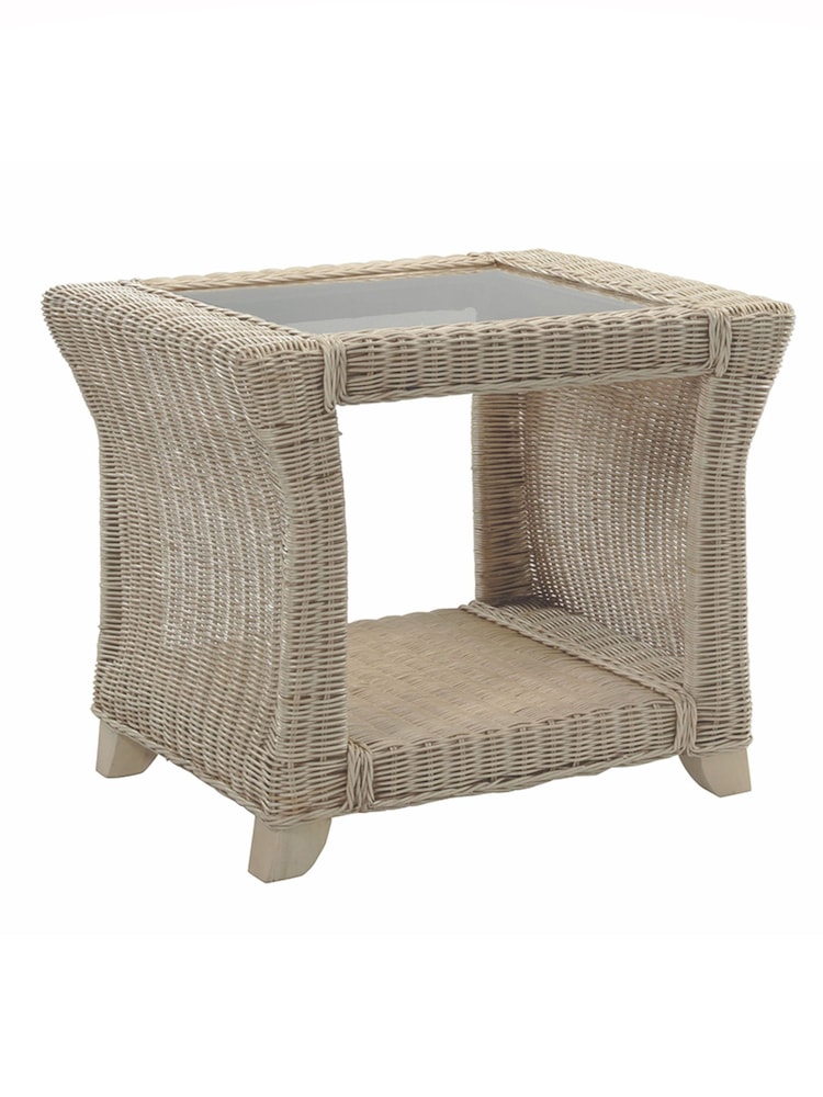 Desser Natural Clifton Natural Rattan Conservatory Glass Top Side Table - Image 2 of 2