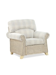 Desser Grey Athena Check Clifton Natural Rattan Conservatory Armchair - Image 3 of 5
