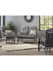 Desser Slate Grey Bali Rattan Indoor Conservatory 2 Seater Suite - Image 1 of 4