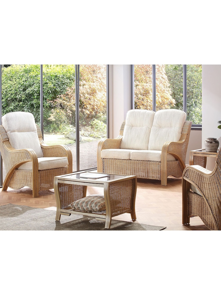 Desser Brown Opera Light Oak Conservatory Glass Top Coffee Table - Image 2 of 4