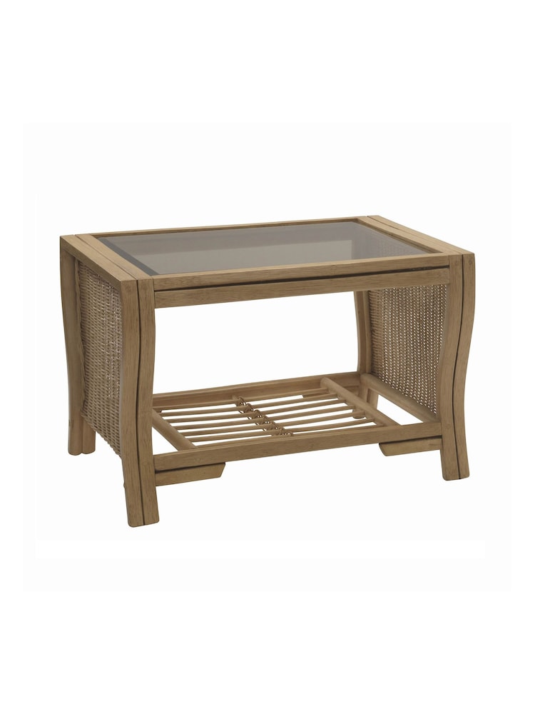 Desser Brown Opera Light Oak Conservatory Glass Top Coffee Table - Image 4 of 4