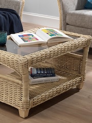 Desser Natural Arlington Coffee Table Rattan Glass Top - Image 2 of 4