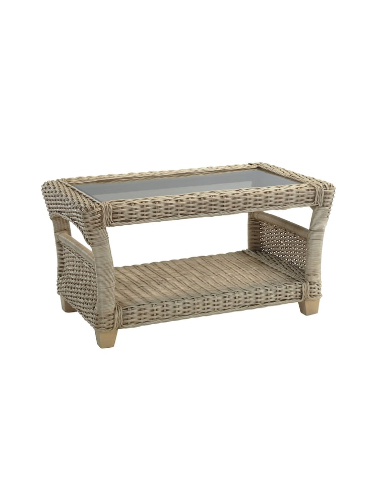 Desser Natural Arlington Coffee Table Rattan Glass Top - Image 4 of 4