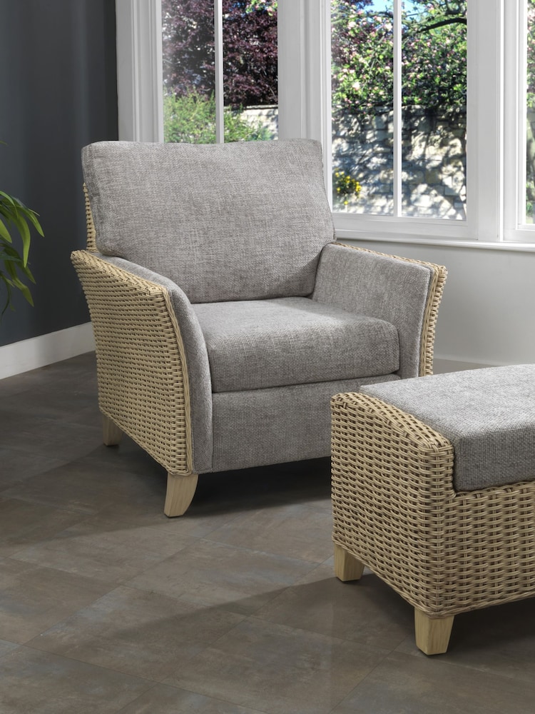 Desser Jubilee Grey Arlington Natural Rattan Conservatory Armchair - Image 2 of 5