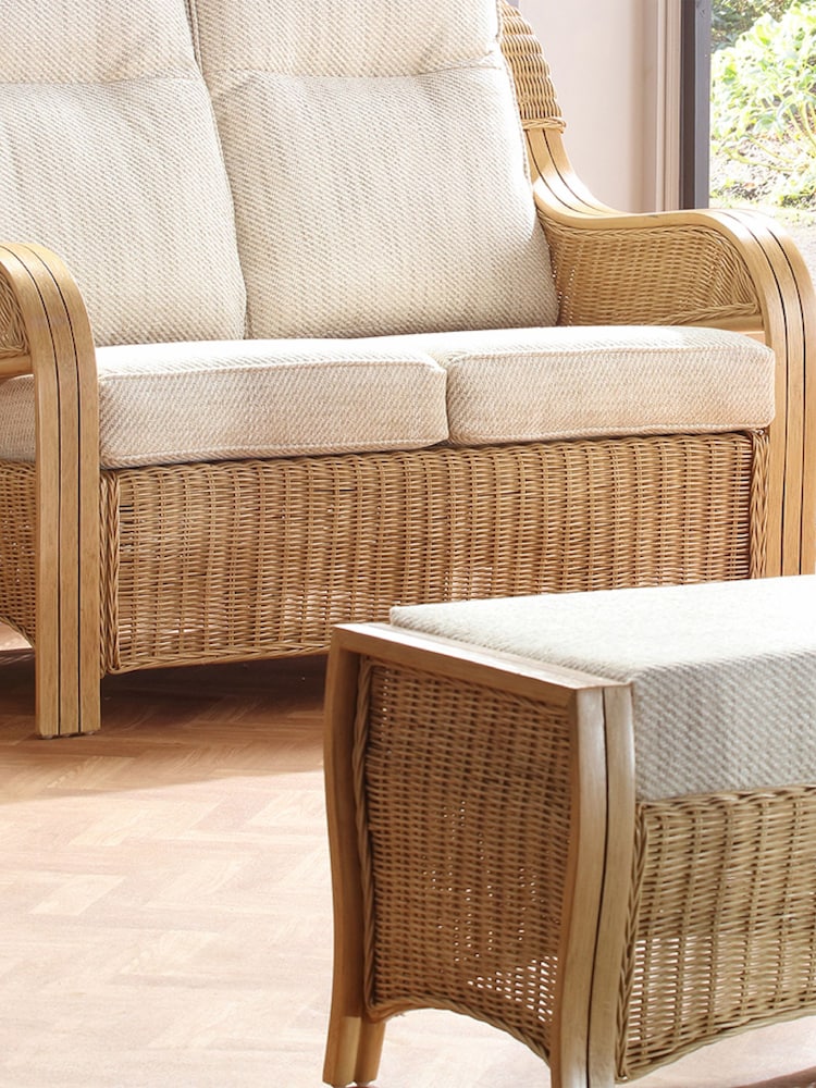 Desser Jasper Beige Cream Opera Light Oak Conservatory Footstool - Image 2 of 5