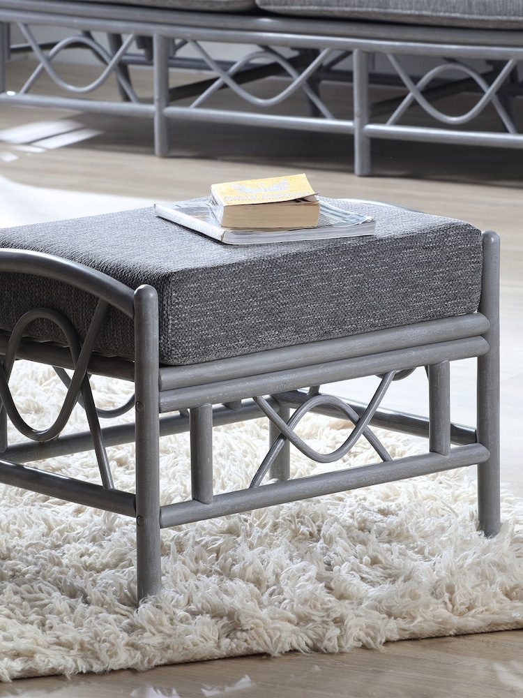 Desser Slate Grey Bali Rattan Conservatory Footstool - Image 2 of 3