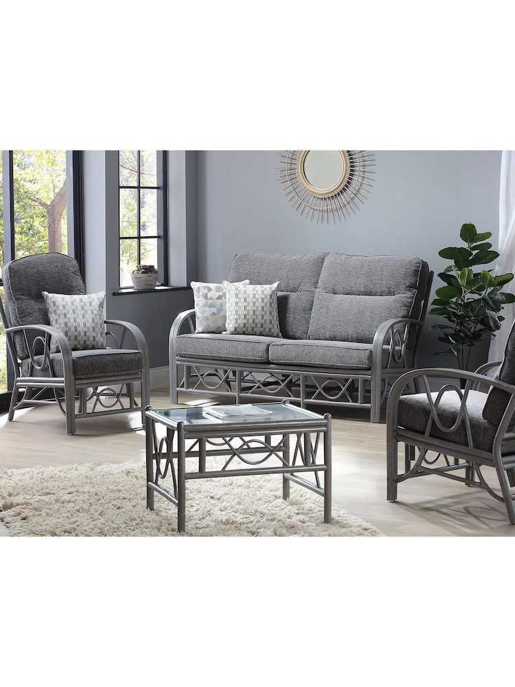 Desser Grey Bali Rattan  Conservatory  Glass Top Coffee Table - Image 4 of 4