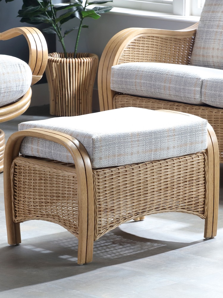 Desser Grey Athena Check Turin Conservatory Footstool - Image 1 of 3