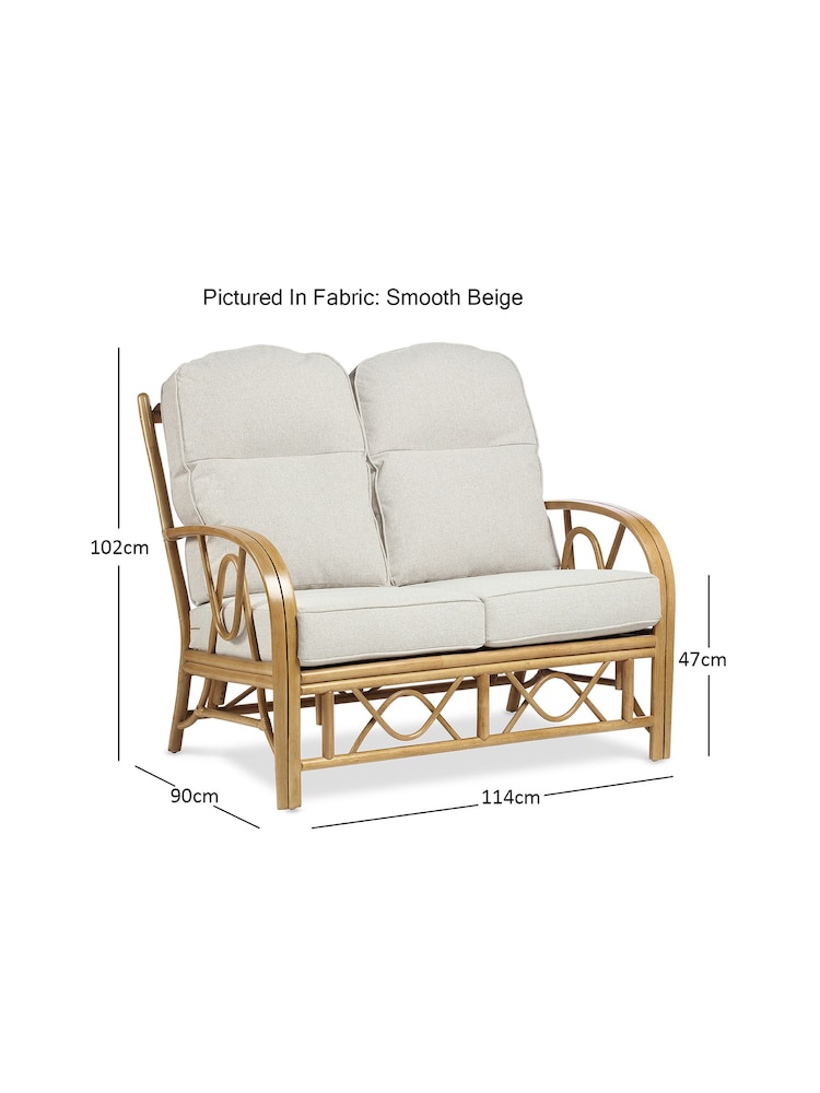 Desser Jasper Beige Cream Bali Light Oak Rattan Conservatory 2 Seater Sofa - Image 3 of 3