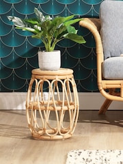 Desser Natural Beijing Wicker Rattan Lamp Table - Image 1 of 4