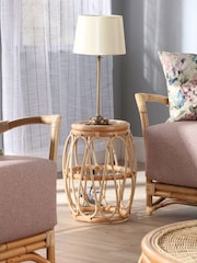 Desser Natural Beijing Wicker Rattan Lamp Table - Image 2 of 4