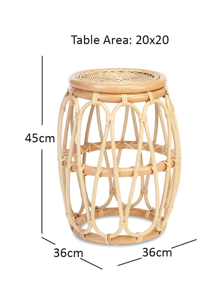 Desser Natural Beijing Wicker Rattan Lamp Table - Image 4 of 4