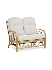 Desser Jasper Beige Cream Bali Light Oak Rattan Indoor Conservatory 2 Seater Suite Sofa - Image 2 of 4