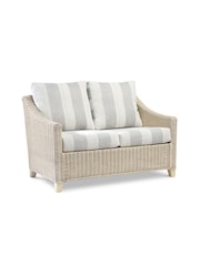 Desser Grey Athena Stripe Dijon Natural Rattan Conservatory 2 Seater Sofa - Image 2 of 4