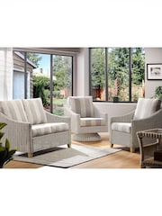 Desser Grey Athena Stripe Dijon Natural Rattan Conservatory 2 Seater Sofa - Image 4 of 4