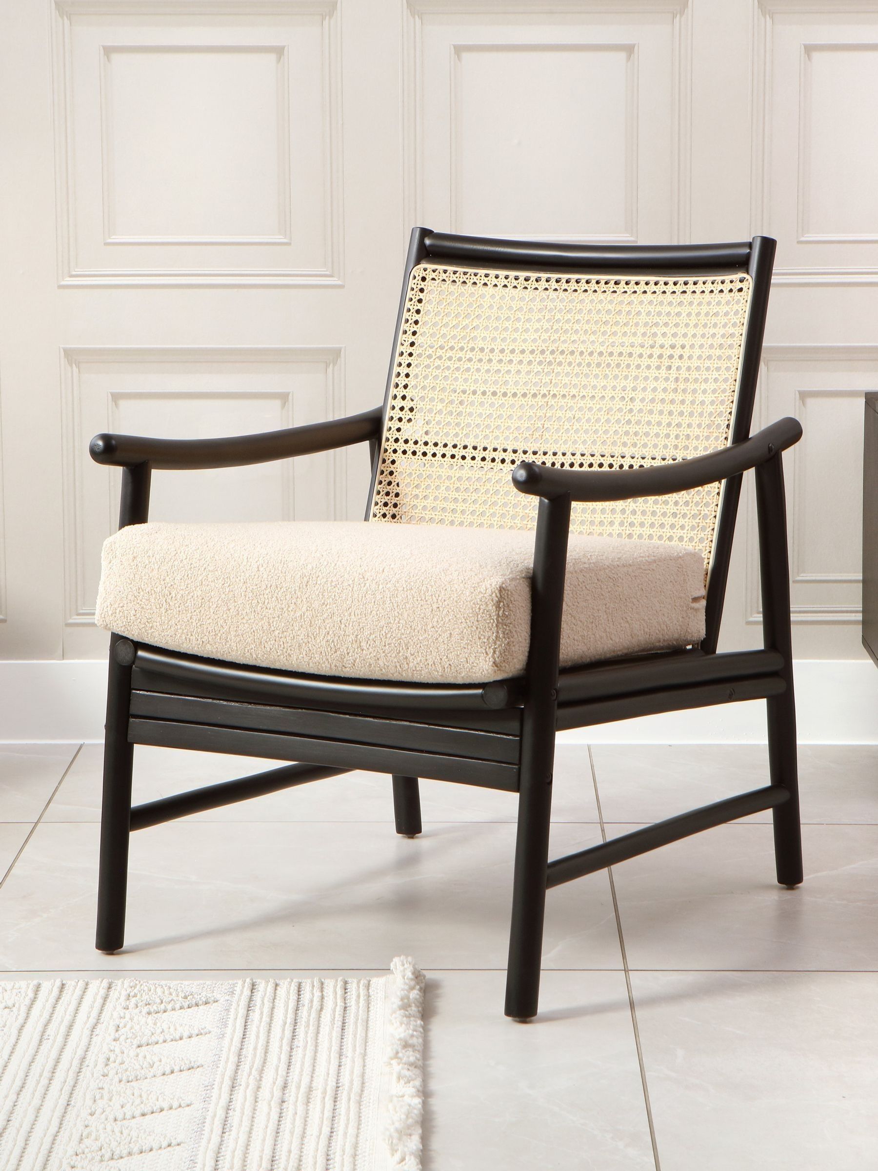Buy Desser Boucle Plain Black Borneo Wicker Rattan Chair from the Next ...