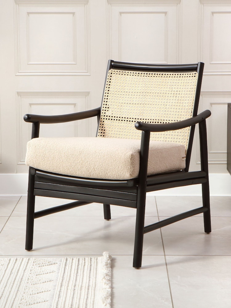 Desser Boucle Plain Black Borneo Wicker Rattan Chair - Image 1 of 5