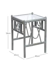 Desser Grey Bali Rattan Conservatory Glass Top Lamp Table - Image 3 of 3