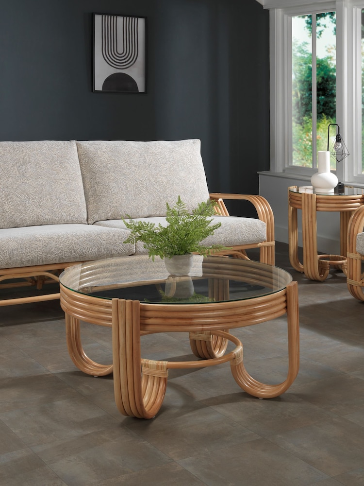 Desser Natural Pretzel Conservatory Glass Top Coffee Table - Image 1 of 3