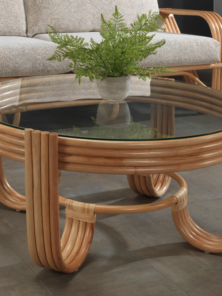 Desser Natural Pretzel Conservatory Glass Top Coffee Table - Image 2 of 3