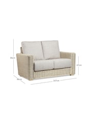 Desser Blush Pink Tweed Burford Natural Rattan Conservatory 2 Seater Sofa - Image 5 of 5