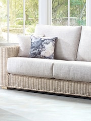 Desser Blush Pink Tweed Burford Natural Rattan Conservatory 3 Seater Sofa - Image 1 of 3