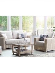 Desser Blush Pink Tweed Burford Natural Rattan Conservatory Armchair - Image 2 of 4