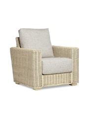 Desser Blush Pink Tweed Burford Natural Rattan Conservatory Armchair - Image 4 of 4