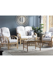 Desser Jasper Beige Cream Bali Light Oak Rattan Conservatory Armchair - Image 1 of 4