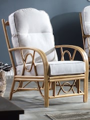Desser Jasper Beige Cream Bali Light Oak Rattan Conservatory Armchair - Image 2 of 4