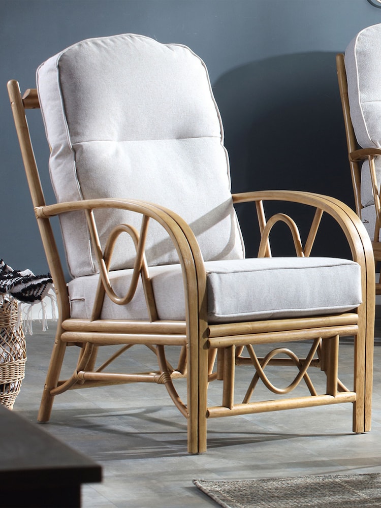 Desser Jasper Beige Cream Bali Light Oak Rattan Conservatory Armchair - Image 2 of 4