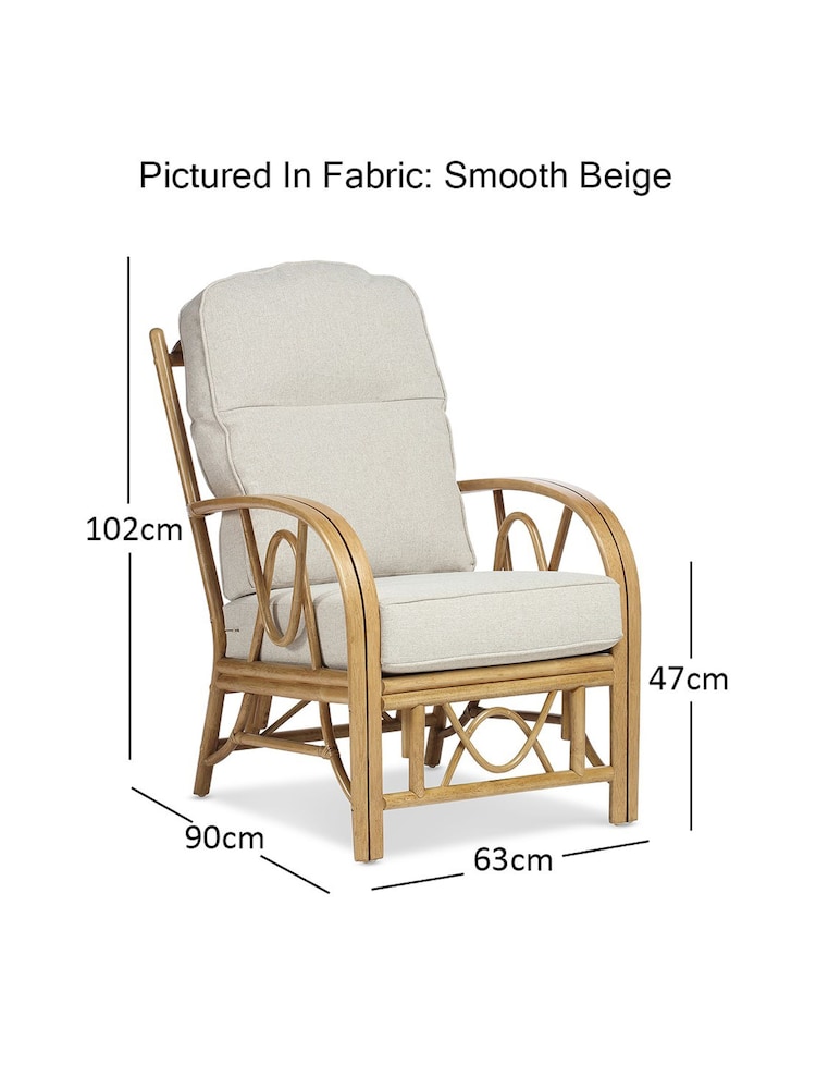Desser Jasper Beige Cream Bali Light Oak Rattan Conservatory Armchair - Image 4 of 4