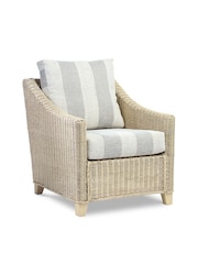 Desser Grey Athena Stripe Dijon Natural Rattan Conservatory Armchair - Image 2 of 3