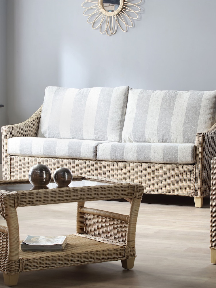 Desser Natural Dijon Rattan Conservatory Glass Top Coffee Table - Image 1 of 3
