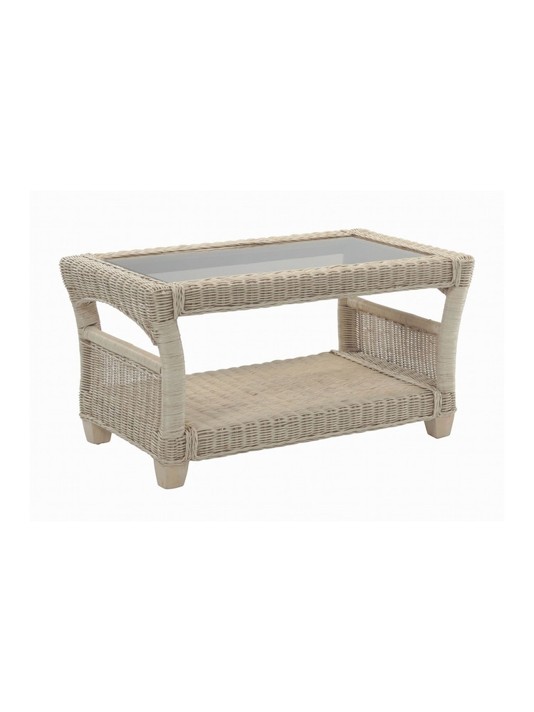 Desser Natural Dijon Rattan Conservatory Glass Top Coffee Table - Image 3 of 3